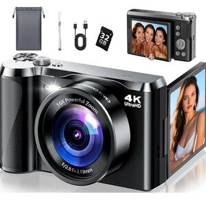 4K Ultra HD Digital Camera with 16X Zoom - Black